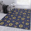 BOS Small Hibiscus Buds Navy Background Printed Area Rug