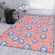 PHI 76ers Tiny White Hibiscus Pattern Red Background Printed Area Rug