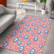 PHI 76ers Tiny White Hibiscus Pattern Red Background Printed Area Rug