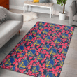 GSW Red Hibiscus Dark Gray Background Printed Area Rug