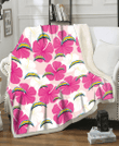 LAC Pink White Hibiscus Misty Rose Background 3D Fleece Sherpa Blanket