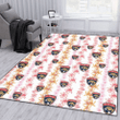 FLA Pink Hibiscus Yellow Pink Orchid White Background Printed Area Rug