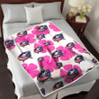 CBJ Pink White Hibiscus Misty Rose Background 3D Fleece Sherpa Blanket