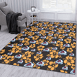 COL Tiny Yellow Hibiscus Black Background Printed Area Rug