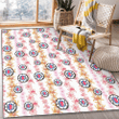 LAC Pink Hibiscus Yellow Pink Orchid White Background Printed Area Rug
