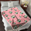 BOS Tiny White Hibiscus Pattern Red Background 3D Fleece Sherpa Blanket