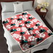 SJS White Hibiscus Indian Red Background 3D Fleece Sherpa Blanket