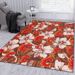 CGY Bisque Hibiscus Brown Pattern Printed Area Rug