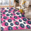 MIN Pink White Hibiscus Misty Rose Background Printed Area Rug