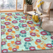 Montreal Canadiens Orange Green Hibiscus Pale Green Background Printed Area Rug