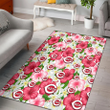 CIN White Porcelain Flower Pink Hibiscus White Background Printed Area Rug