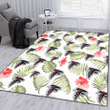 ATL Light Salmon Hibiscus Green Leaf White Background Printed Area Rug