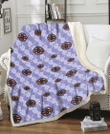 CLV Light Purple Hibiscus Pattern Stripe Powder Purple 3D Fleece Sherpa Blanket
