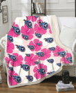 TEN Pink White Hibiscus Misty Rose Background 3D Fleece Sherpa Blanket