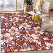 NYI Bisque Hibiscus Brown Pattern Printed Area Rug
