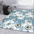 GB White Hibiscus Orchid Light Blue Background Printed Area Rug
