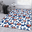 SF Modern White Hibiscus Navy Background Printed Area Rug
