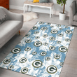 GB White Hibiscus Orchid Light Blue Background Printed Area Rug