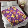WSH Yellow And Orange Hibiscus Purple Background 3D Fleece Sherpa Blanket