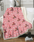 SLC Tiny White Hibiscus Pattern Red Background 3D Fleece Sherpa Blanket
