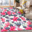 New Orlean Pelicans Pink Hibiscus White Orchid White Background Printed Area Rug