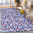 Texas Rangers White Hibiscus Pattern Slate Blue Background Printed Area Rug