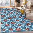 SF Light Blue Hibiscus Blue Background Printed Area Rug