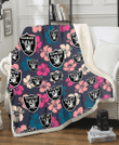LVR Colorful Hibiscus Black Background 3D Fleece Sherpa Blanket