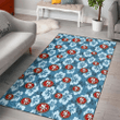 SF Light Blue Hibiscus Blue Background Printed Area Rug