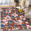 GSW Bisque Hibiscus Brown Pattern Printed Area Rug