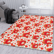 CGY Tiny Red Hibiscus Green Leaf White Cube Background Printed Area Rug
