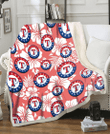Texas Rangers White Hibiscus Salmon Background 3D Fleece Sherpa Blanket