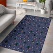 CAR Small Hibiscus Buds Navy Background Printed Area Rug