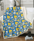 GB Yellow White Hibiscus Powder Blue Background 3D Fleece Sherpa Blanket