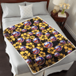 NYI Tiny Yellow Hibiscus Black Background 3D Fleece Sherpa Blanket