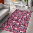 NYM Red Hibiscus Dark Gray Background Printed Area Rug