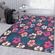 BUF Colorful Hibiscus Black Background Printed Area Rug