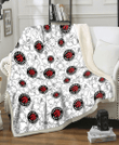TOR White Sketch Hibiscus Pattern White Background 3D Fleece Sherpa Blanket