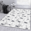 SEA Sketch Hibiscus White Background Printed Area Rug