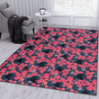 CAR Red Hibiscus Dark Gray Background Printed Area Rug
