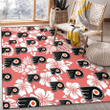 PHI Flyers White Hibiscus Salmon Background Printed Area Rug