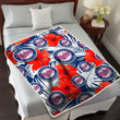 MIN White Tropical Leaf Red Hibiscus Navy Background 3D Fleece Sherpa Blanket