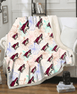 ARI Sketch Pastel Hibiscus Beige Background 3D Fleece Sherpa Blanket