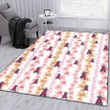 LAA Pink Hibiscus Yellow Pink Orchid White Background Printed Area Rug
