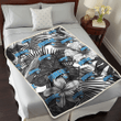 ORL Grey Sketch Hibiscus Palm Leaf White Background 3D Fleece Sherpa Blanket