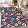 BAL Colorful Hibiscus Black Background Printed Area Rug