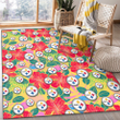 PIT Red Hibiscus Green Blue Leaf Yellow Background Printed Area Rug