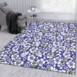 GB White Hibiscus Pattern Slate Blue Background Printed Area Rug