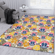 WAS Brown Yellow Hibiscus White Background Printed Area Rug