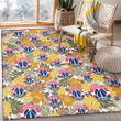 WAS Brown Yellow Hibiscus White Background Printed Area Rug